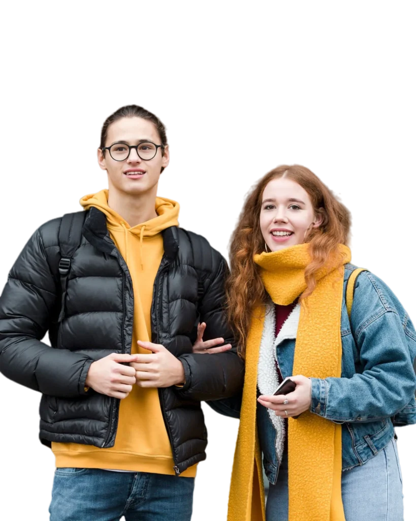portrait attractive teenagers smiling